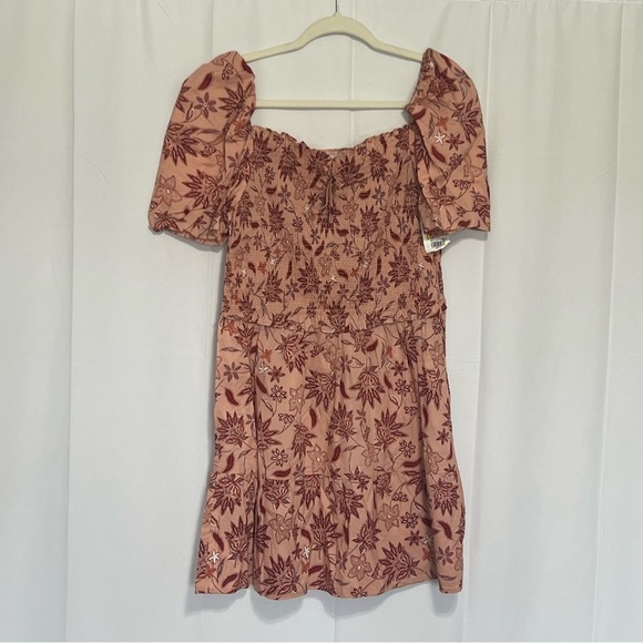 BB Dakota by Steve Madden Pink Mauve Floral Smocked top Mini Dress Size L NWT - Picture 8 of 9